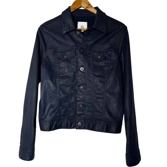AG Adriano Goldschmied Jacket Size L Robyn Coated Denim Womens Jean Trucker - Picture 1 of 9